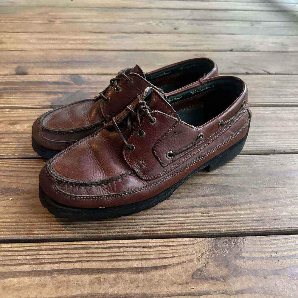 Thom McAn Brown Leather Boat Deck Loafers - Size 12